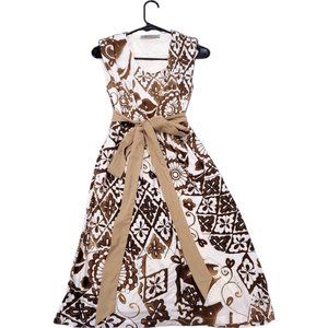 Preloved Women Floral Polyester Sleeveless Stretch Knee Length Dress